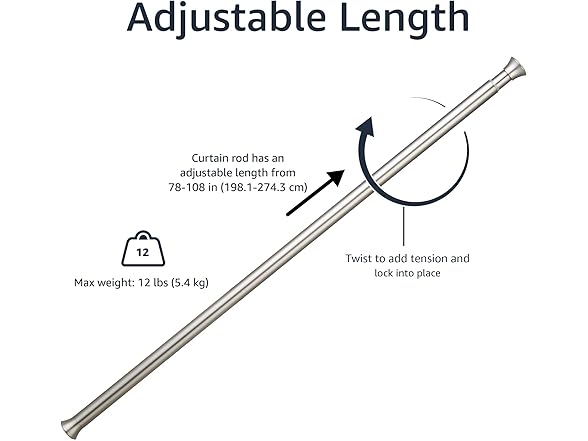 Tension Rod 78-108in Nickel Classic