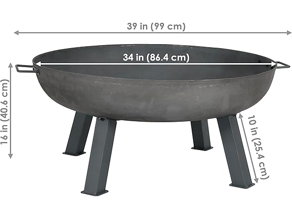 Sunnydaze 34-Inch Cast Iron Heavy-Duty Fire Pit