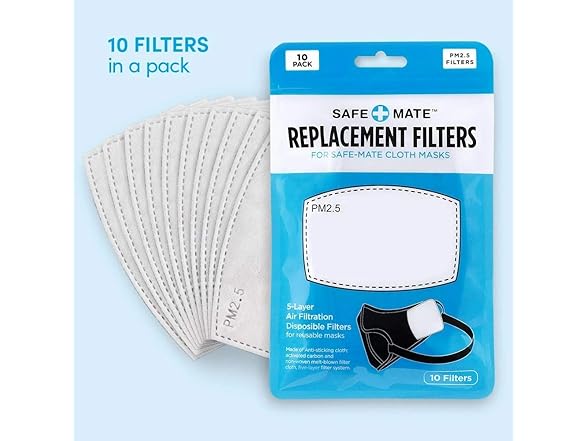 Safe-Mate Carbon Filters for Adult Cloth Masks