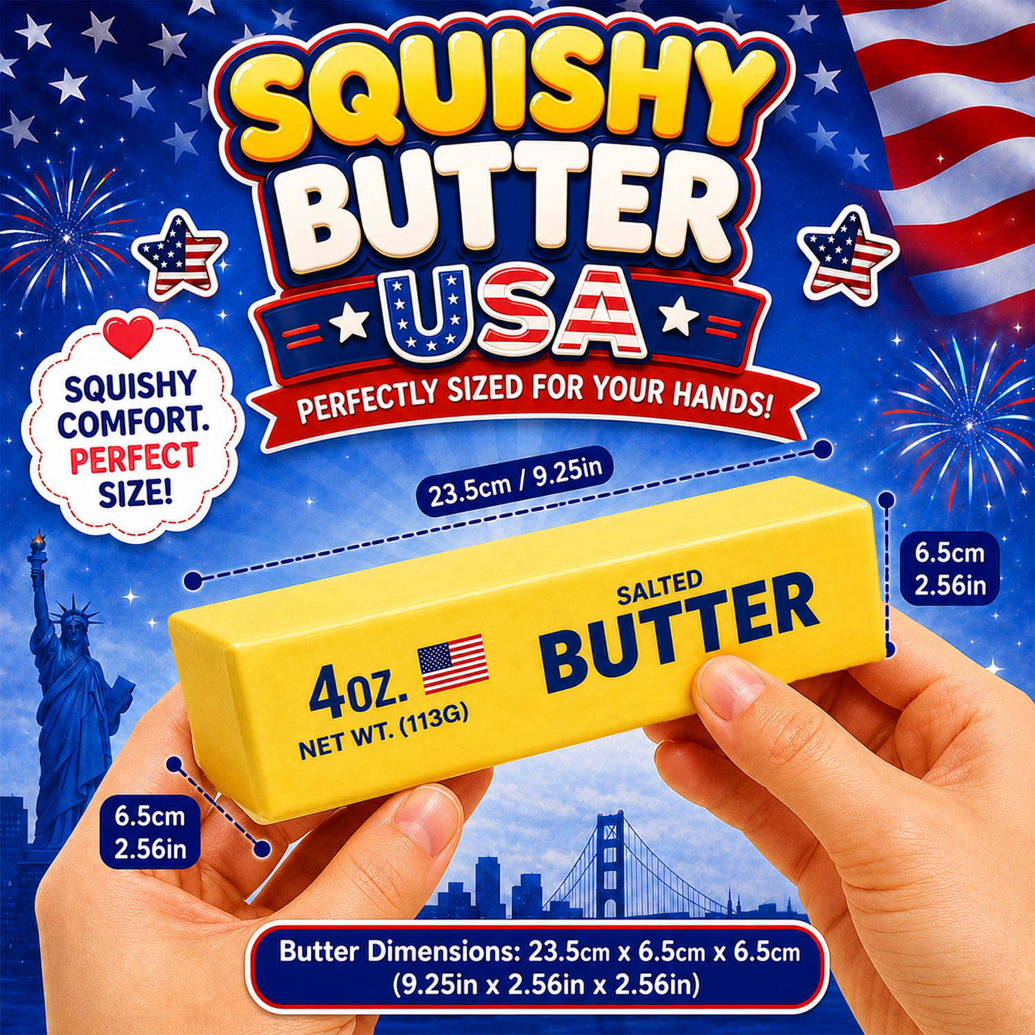 Twilight Squishy Sensory Toys Jumbo Butter USA, 3PK - Gallery 10