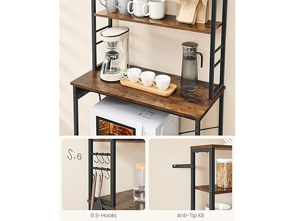 VASAGLE Bakers Rack with Power Outlet