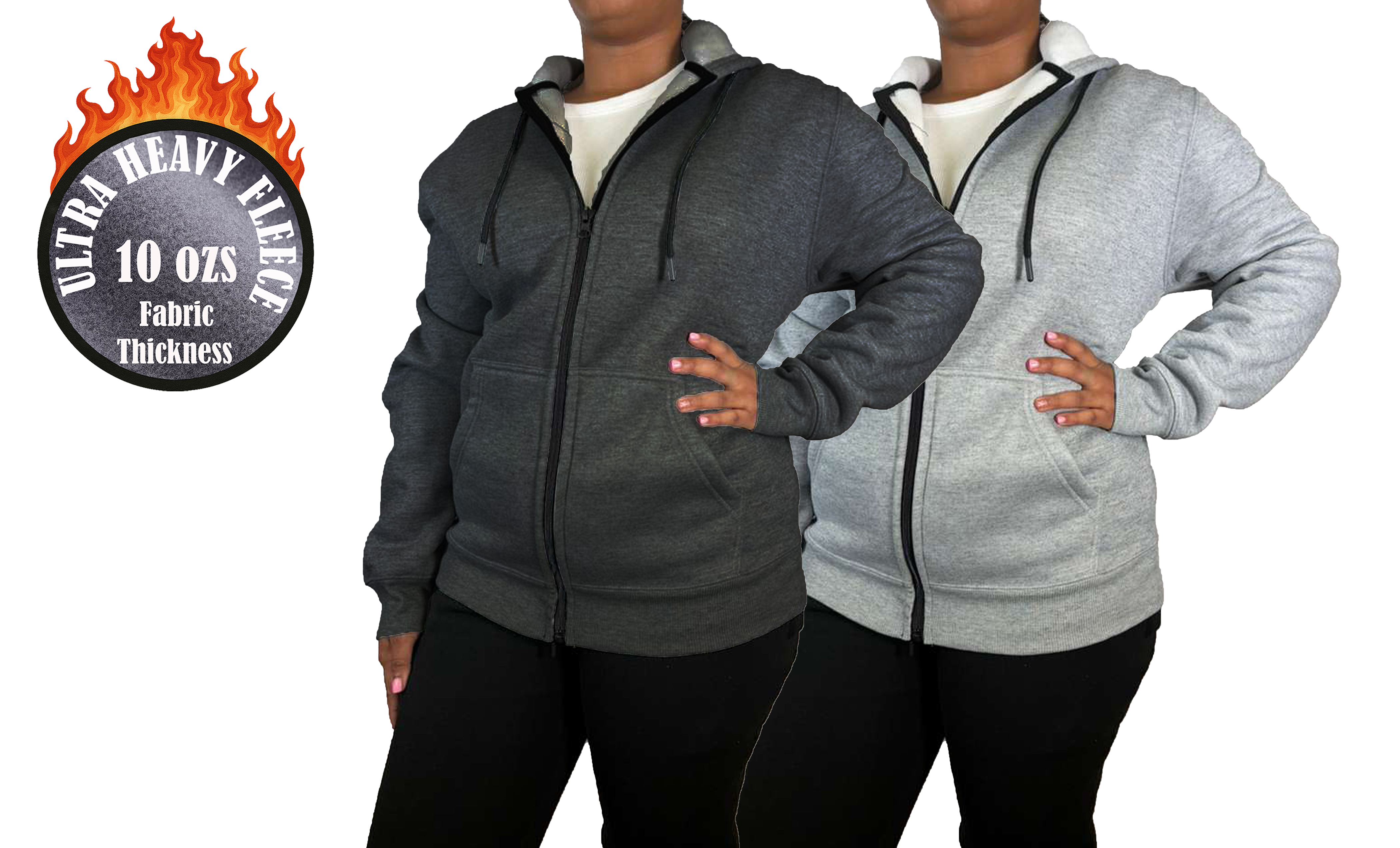 Womens Heavyweight Fleece-Lined Full Zip Hoodie - Gallery 25