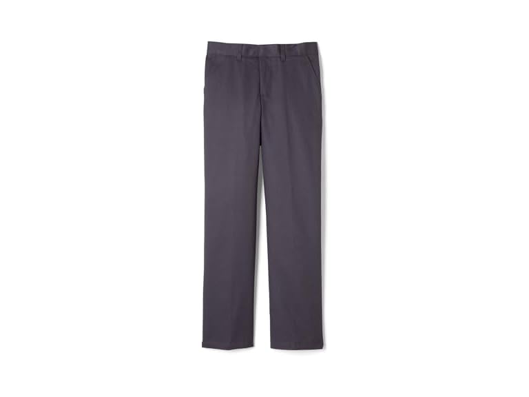 French Toast Boys Relaxed Fit Twill Pant with Adjustable Waist in Standard Slim, Heather Gray, 12 Husky