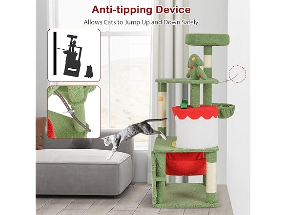 PETSITE 52 inch Christmas-Themed Cat Tree