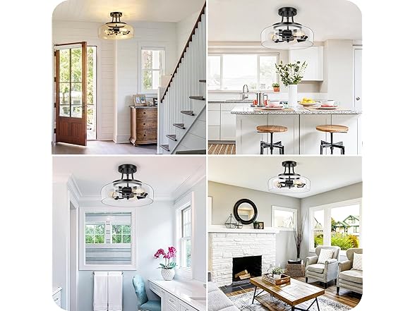 Modern Industrial Semi Flush Mount Ceiling Light