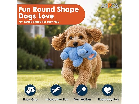 ASPCA Plush Squeaky Dog Toy, Elephant