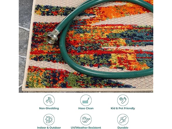 Superior Indoor Outdoor Rug Tropical Leaves