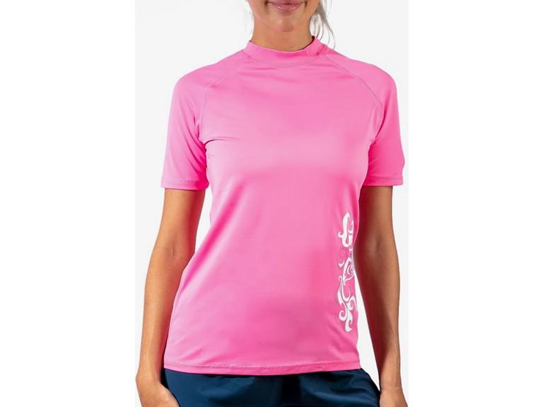 Kanu Surf Women's UPF 50+ Short Sleeved Active Rashguard & Workout Top, Breeze Pink, Small