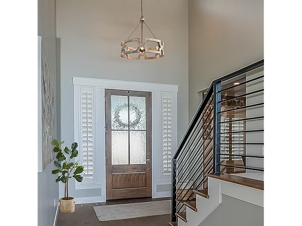 KSANA Farmhouse Chandelier, Wood Drum 19.5” X 21”