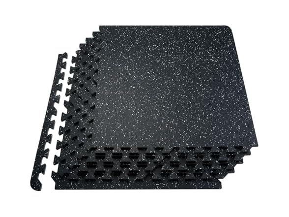 0.56 Inch Thick Gym Floor Mats, 6 Tiles Rubber