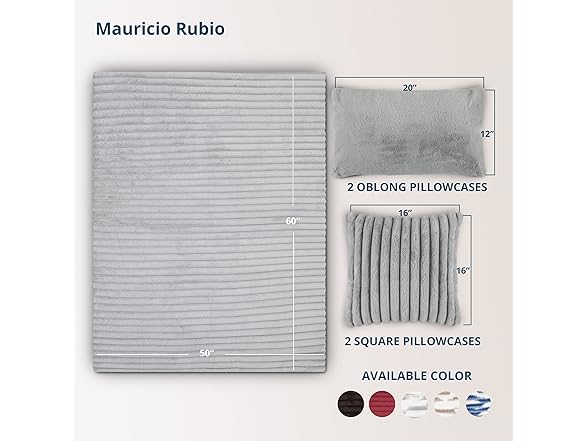 5-Pc Faux Fur Throw Blanket & Pillow Set