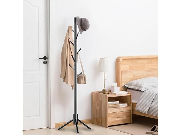 Wooden Coat Rack Stand (Black)