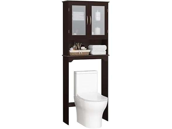 Yaheetech Over the Toilet Storage Cabinet with Glass Doors