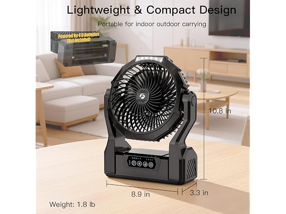 XZK Battery Operated Fan, 2-in-1 D-Cell - Gallery 6