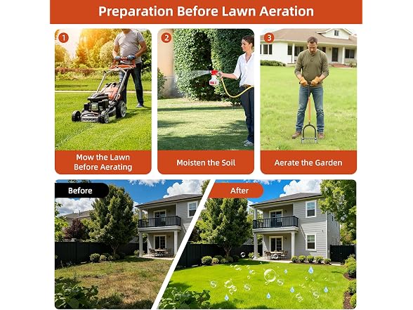 GAINO Manual Lawn Aerator Tool 15 Spikes