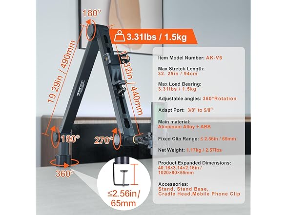 VEVOR Microphone Boom Arm with Desk Mount