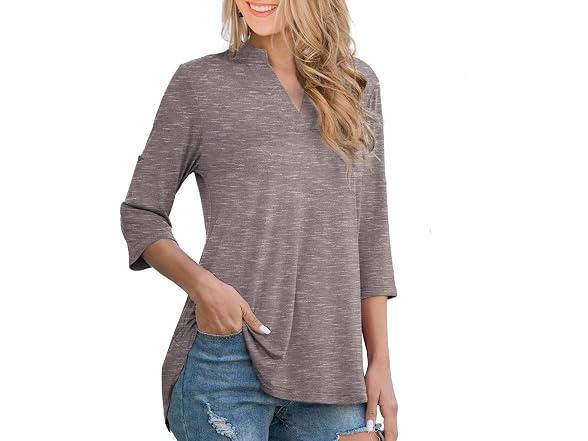 Othyroce Women (3X) Tunic Tops Roll Sleeve Shirts