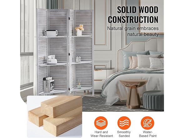 Wood Room Divider, 4 Panel Wood Folding