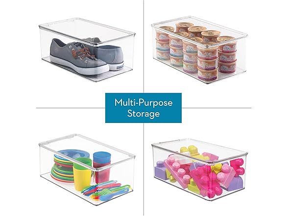 iDesign Plastic Stackable Organizer Box with Lid