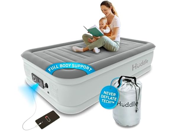 EZ Inflate Twin Luxury Air Mattress With Built-in Pump - 16" High, 13lbs