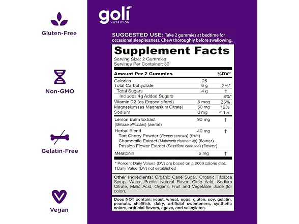Goli Dreamy Sleep Gummy 180 Count Melatonin
