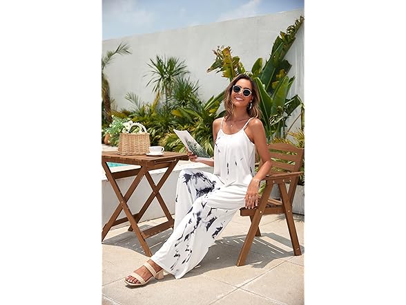 Fkeep Women Loose V Neck Sleeveless Strap Pants