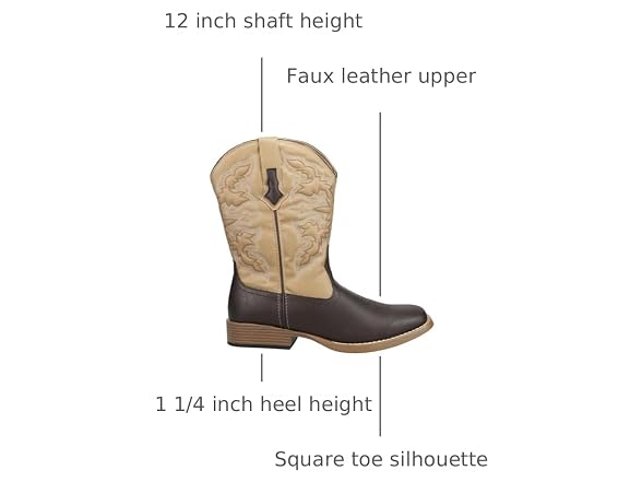 ROPER Mens Classic Square Toe Casual Boots Mid Calf - Brown - Size 10 M