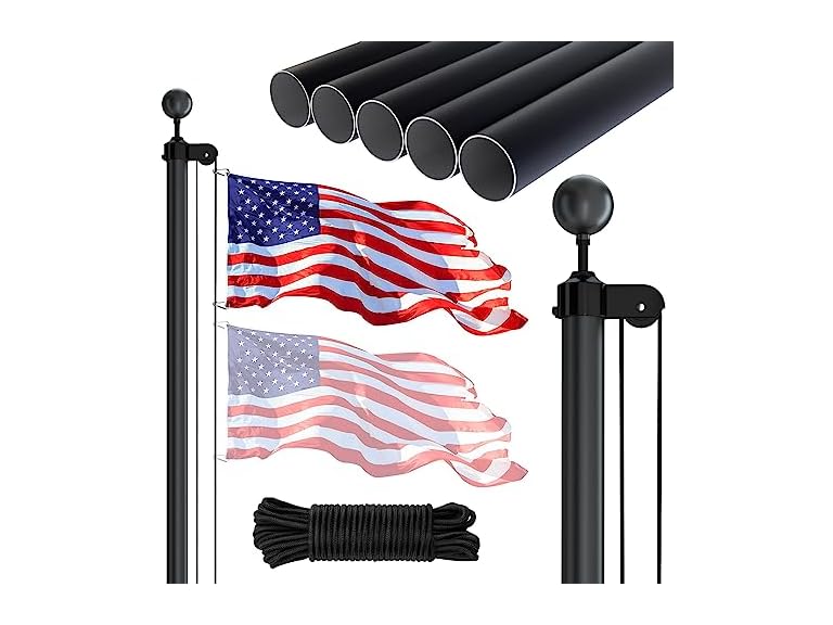 NELXINJO 20FT 20FT Black flag pole (1.0mm) Black