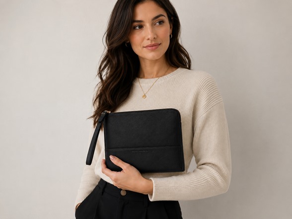 Black Wristlet Clutch Pouch