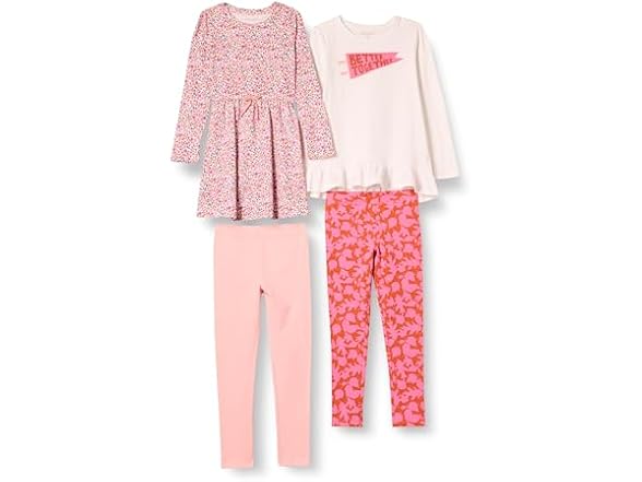 Girls LS Outfit Set 4pk Floral XL