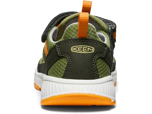KEEN Unisex-Child Motozoa Breathable Comfortable Easy On Quick Dry Athletic Sandals, Forest Night/Bright Marigold, 8