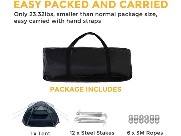 Pacific Pass 6 Person Dome Tent w/ Removable Rain Fly