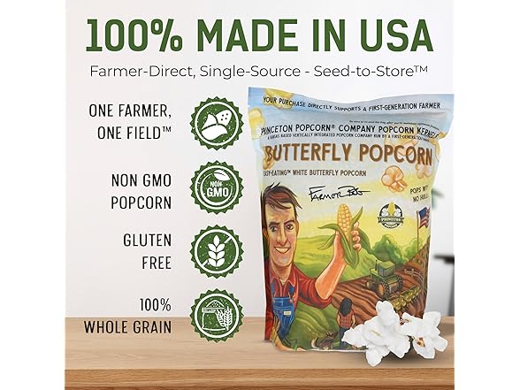 White Butterfly Hulless Popcorn Kernels