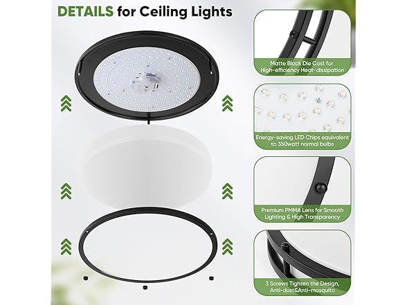 TOBUSA Ceiling Light 18" Matte Black