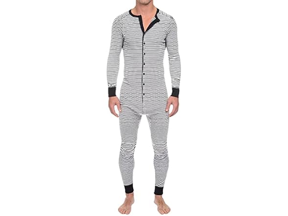 Aieoe Men (M) One Piece Pajamas Stretch Sleepwear