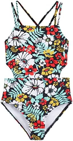 Kanu Surf Girls' Beach Sport Cut-Out One Piece Swimsuit, Spring Bouquet Multi, 10