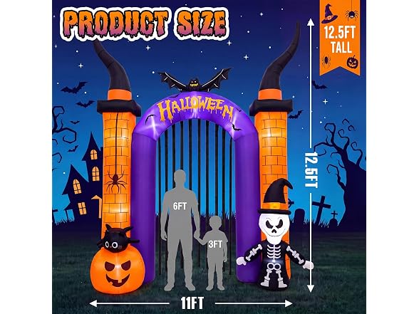 12.5FT Halloween Inflatable Arch Skull - Gallery 2