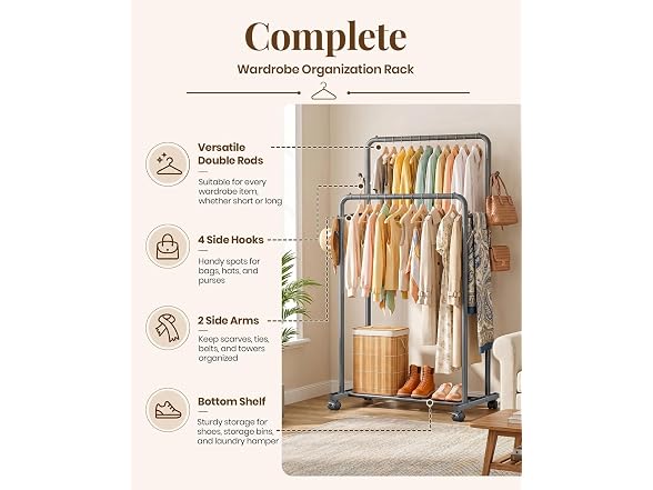 Delamu Clothes Rack Double Rods
