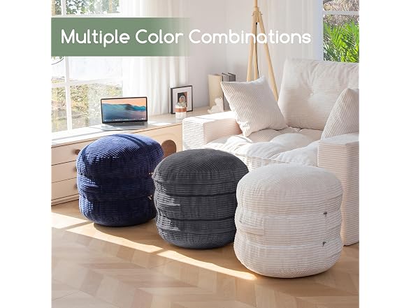 Round Pouf Ottoman, Foam Footrest