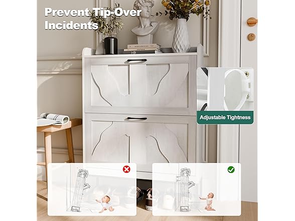 infurnic Shoe Storage Cabinet with 2 Flip Drawers