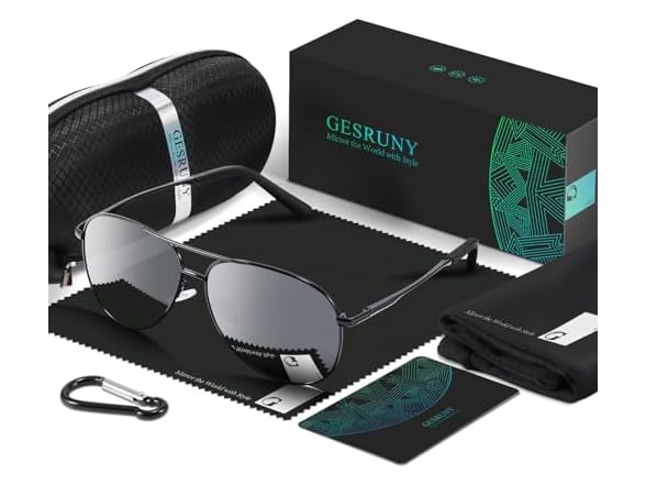 gesruny Polarized Aviator Sunglasses Unisex