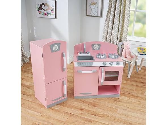 KidKraft Retro Wooden Play Kitchen and Refrigerator Set