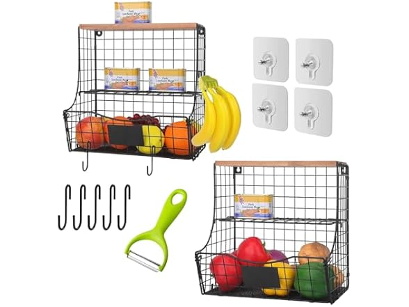 Baowor 2pcs Wall Fruit Basket 