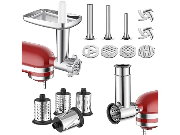 Meat Grinder & Slicer Mixer Attachment