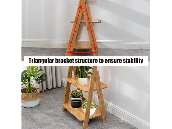 Bamboo Ladder Shelf Bookcase, 5-Tier