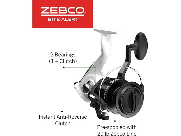 Zebco Bite Alert Spinning Reel and Fishing Rod Combo, 7-Foot