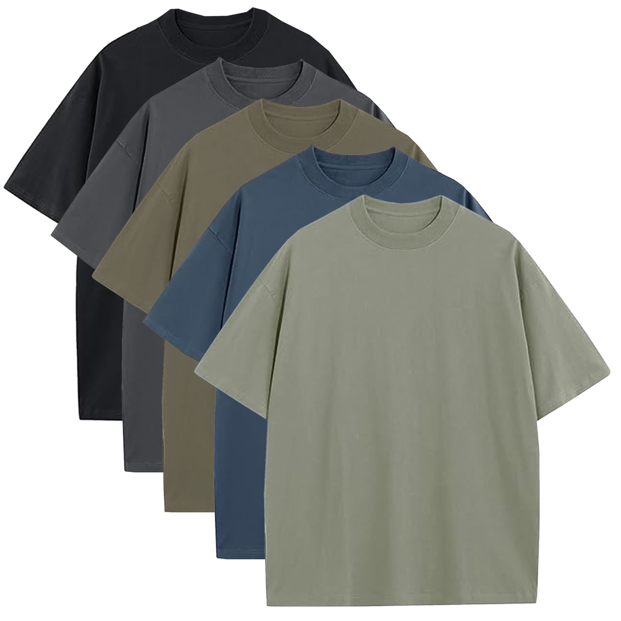 Mens Oversized Drop Shoulder Cotton Tee (1, 3, or 5Pk) - Gallery 38