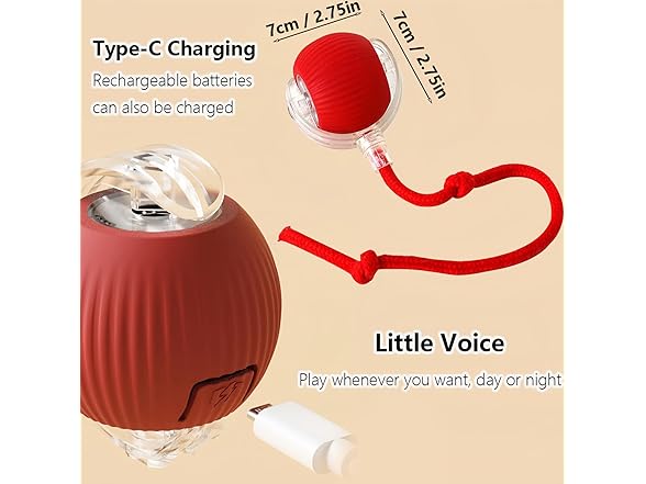 (2 Pack) Interactive Rolling Cat Ball