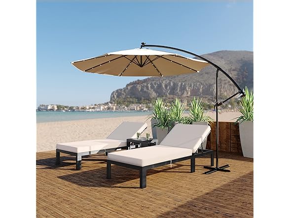 LeisureMod 10Ft Cantilever Umbrella w/ LEDs