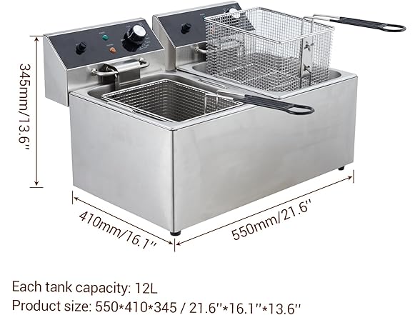12L x 2 Commercial Electric Deep Fryer